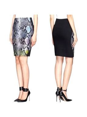 DIANE von FURSTENBERG Black Python Print Wool & Silk Mae Mikado Pencil Skirt 4